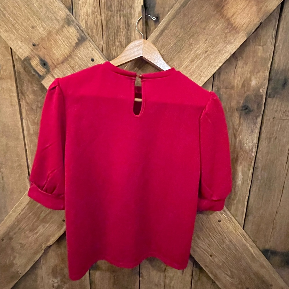 SHEIN Womens Puff Sleeve Top Pullover Keyhole Back - Picture 6 of 6